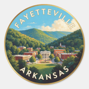 Adesivo Redondo Viagem para o centro de Fayetteville Arkansas