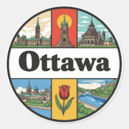 Adesivo Redondo Viagem para Ottawa Canadá