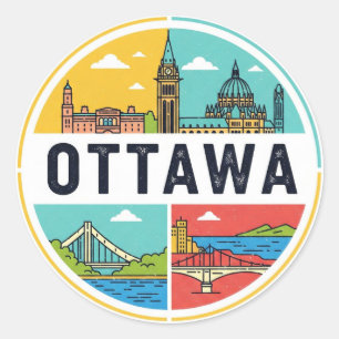 Adesivo Redondo Viagem para Ottawa Canadá