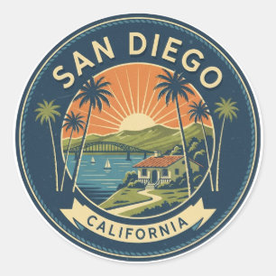 Adesivo Redondo Viagem para San Diego Califórnia