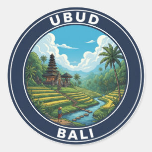 Adesivo Redondo Viagem para Ubud Bali Indonésia