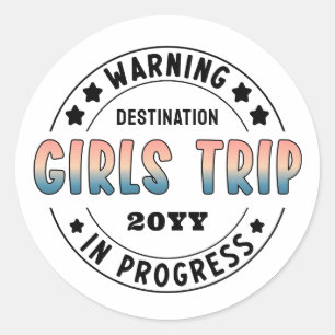 Adesivo Redondo Viagem Personalizada de Meninas em Andamento Gradi