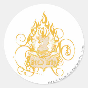 Adesivo Redondo Viagem por estrada de Tom e de Jerry