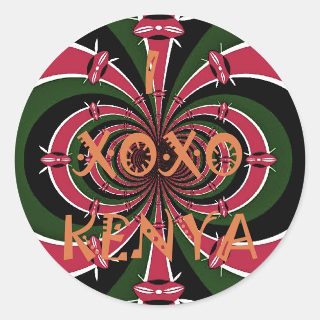 Adesivo Redondo Viagem Queniano - Hugs & Kisses Design (Frente)