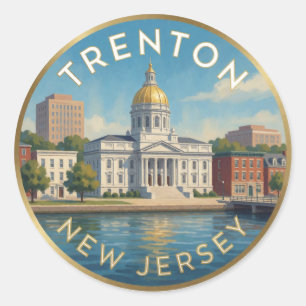 Adesivo Redondo Viagem Revolucionária em Trenton Nova Jersey