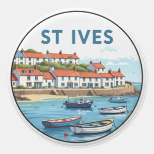 Adesivo Redondo Viagem St. Ives Cornwall Inglaterra
