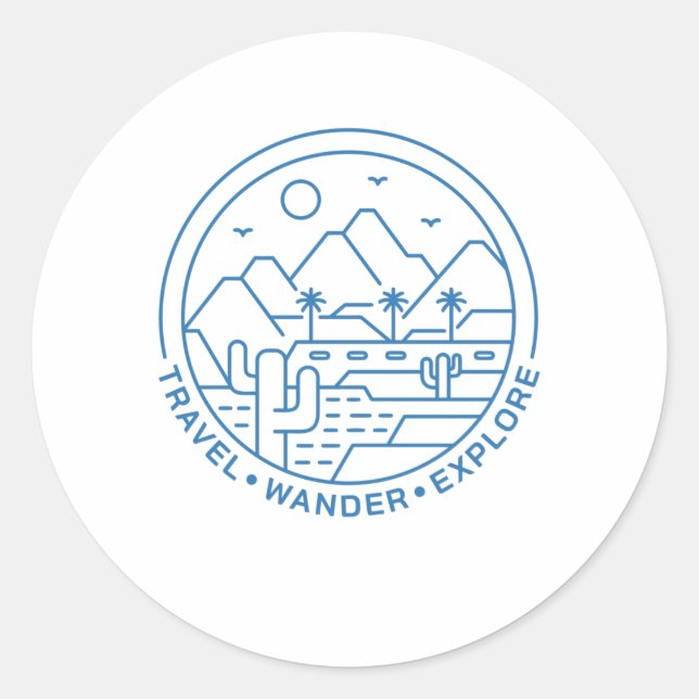 Adesivo Redondo Viagem Wander Explore (Frente)