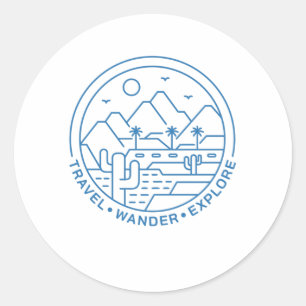 Adesivo Redondo Viagem Wander Explore