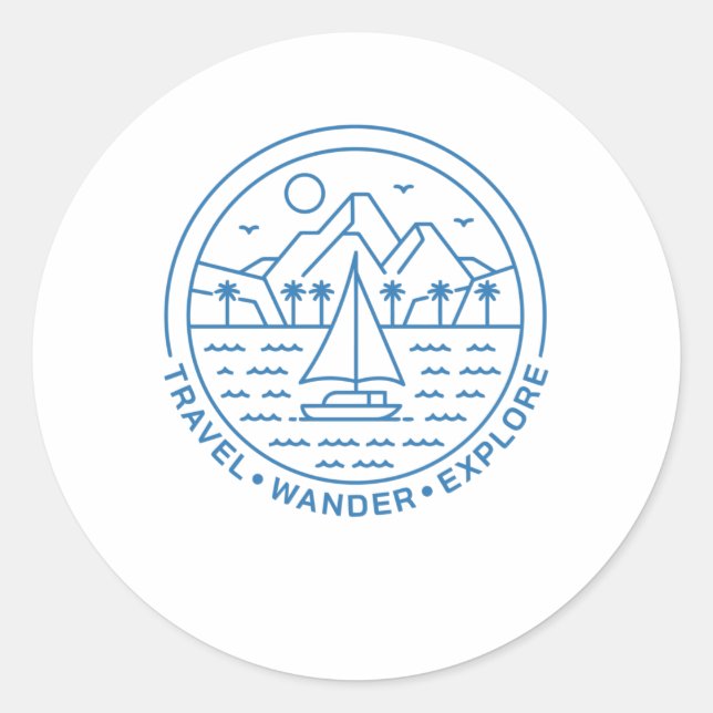 Adesivo Redondo Viagem Wander Explore (Frente)