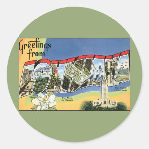 Adesivo Redondo Viagens Antigas, Saudações do Golfo da Louisiana