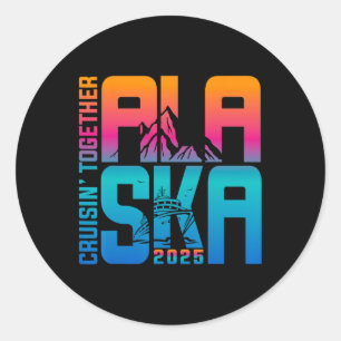 Adesivo Redondo Viagens de Verão da Família Alaska Cruise 2025