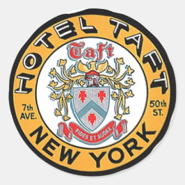 Adesivo Redondo Viagens vintage de bagagem NYC NY Hotel Taft