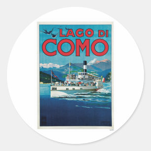 Adesivo Redondo Viagens vintage de Lago Di Como Italia
