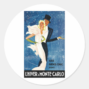 Adesivo Redondo Viagens vintage, inverno romance do amor em Monte
