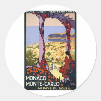 Adesivo Redondo Viagens vintage - Mônaco Monte-Carlo