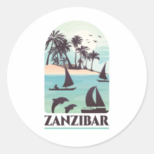 Adesivo Redondo Viagens vintage Retroativa da África Zanzibar