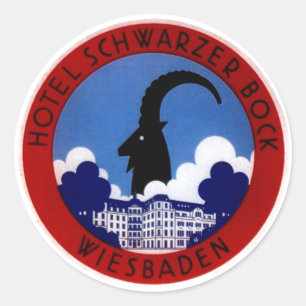 Adesivo Redondo Viagens vintage Stickers Wiesbaden Alemanha Alpes