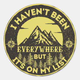 Adesivo Redondo viajante divertido do mundo ainda não estive em to