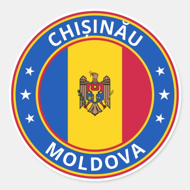 Adesivo Redondo Viajante Global - Chișinău, Moldávia Sticker (Frente)