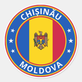 Adesivo Redondo Viajante Global - Chișinău, Moldávia Sticker