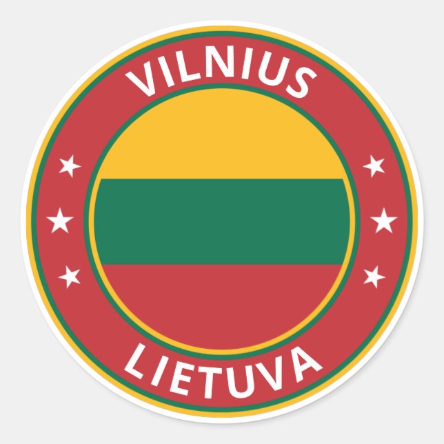 Adesivo Redondo Viajante Global - Vilnius, Lietuva | Lituânia (Frente)