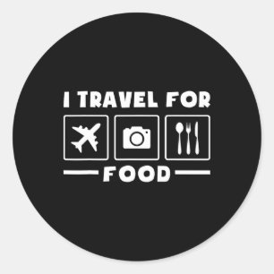 Adesivo Redondo Viajante Voo Férias Viagem Eu Viajo Por Comida Agu
