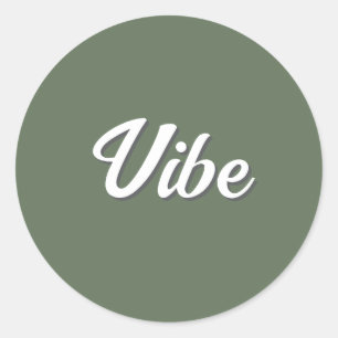 Adesivo Redondo Vibe Retro de Azeitona Verde Simples e Legal
