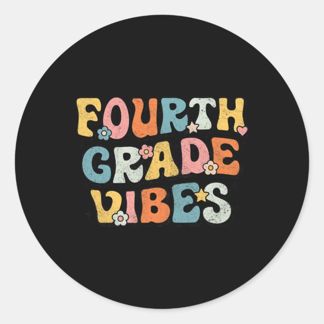 Adesivo Redondo Vibes De Grau - 4º Ano Da Equipe Retro 1rua Dia Da (Frente)