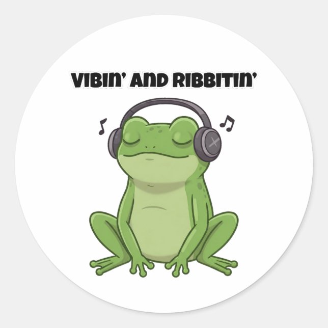 Adesivo Redondo Vibin’ e Ribbitin" (Frente)