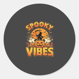 Adesivo Redondo Vibrações Assustadoras Abóbora de Halloween Design
