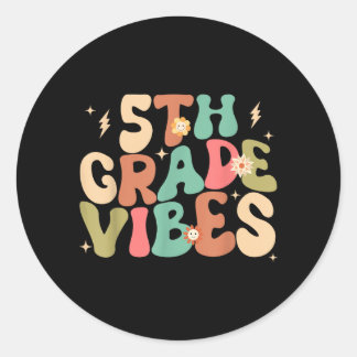 Adesivo Redondo Vibrações da 5ª Série Groovy de Volta à Escola
