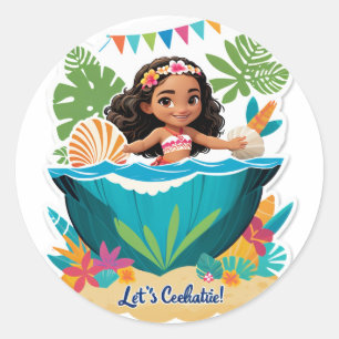 Adesivo Redondo Vibrações de Aniversário da Ilha da Moana!