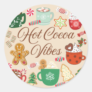 Adesivo Redondo Vibrações de Natal com Chocolate Quente