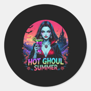 Adesivo Redondo Vibrações de Summerween Sorvete Engraçado Ghoul Qu