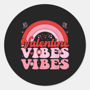 Adesivo Redondo Vibrações de Valentim Groovy Coração Fofo Arco-íri