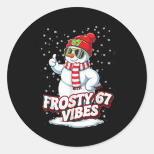 Adesivo Redondo Vibrações Geladas 67 Boneco de Neve para Inverno -