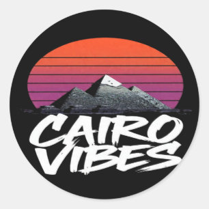 Adesivo Redondo Vibrações Vintage do Cairo Estilo de Rua Egípcio