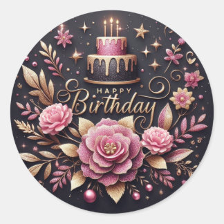 Adesivo Redondo Vibrant birthday sticker 