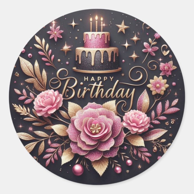 Adesivo Redondo Vibrant birthday sticker  (Frente)
