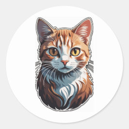 Adesivo Redondo Vibrant Feline Majestade - Gato refinado
