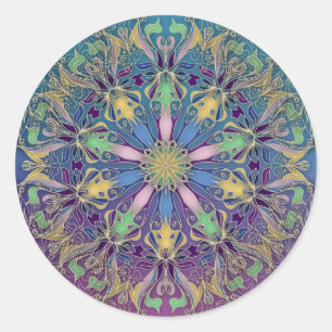 Adesivo Redondo Vibrant Mandala Sticker