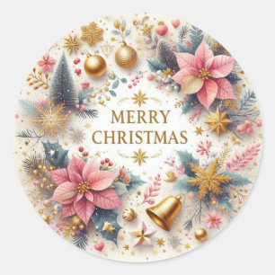 Adesivo Redondo Vibrant Merry Christmas Sticker