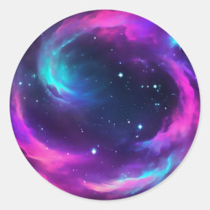 Adesivo Redondo Vibrant Neon Galaxy