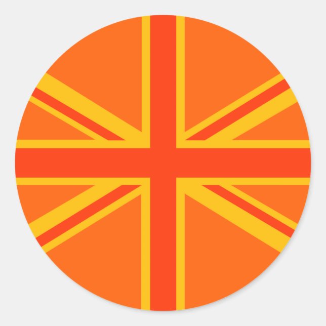 Adesivo Redondo Vibrant Orange Union Jack British Flag Swag (Frente)