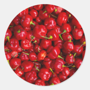 Adesivo Redondo Vibrant Red Chili Pepper Harvest