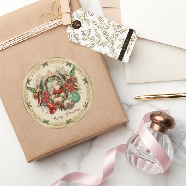 Adesivo Redondo Vibrant Victorian Christmas Collage (Presentear)