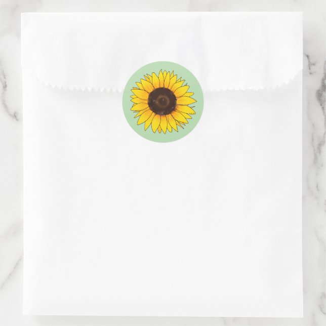 Adesivo Redondo Vibrant Yellow Sunflower Bloom (Bolsa)