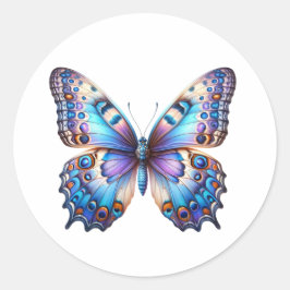 Adesivo Redondo Vibrante Blue Butterfly Sticker