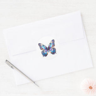 Adesivo Redondo Vibrante Blue Butterfly Sticker