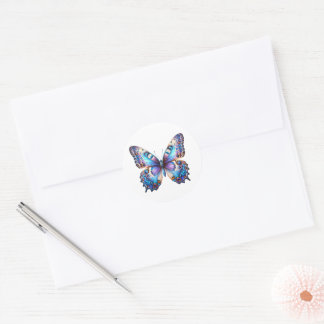 Adesivo Redondo Vibrante Blue Butterfly Sticker